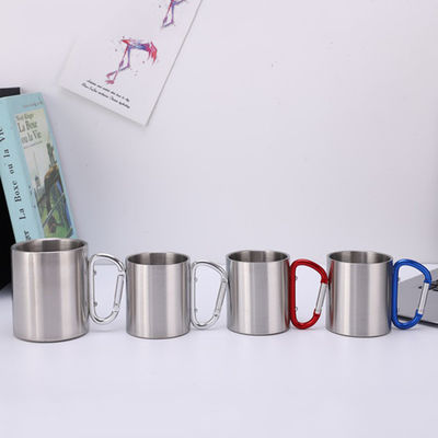 200ml / 300ml Campeamento e viagens aço inoxidável Double Wall Carabiner Mug com alça