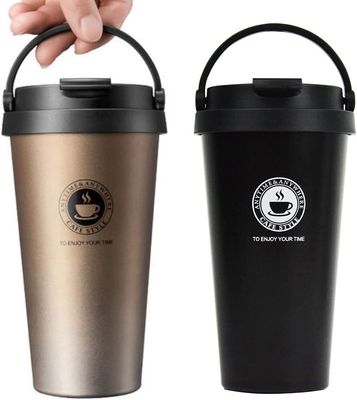 500 ml de capacidade de vazamento térmico à prova de aço inoxidável isolado a vácuo vaso de viagem com alça