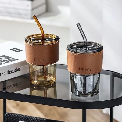 Taças de café claras com tampa e canudos para BPA livre de vazamento