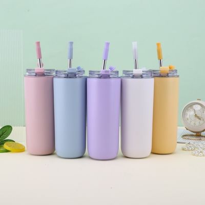 7.6*19.7CM Porta-copos de café de aço inoxidável porta-copos com palha e tampa livre de BPA