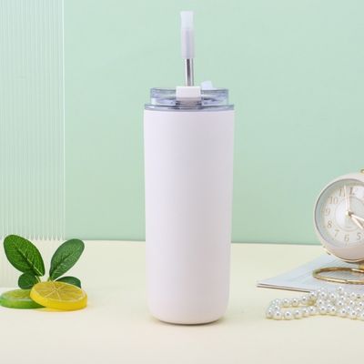 7.6*19.7CM Porta-copos de café de aço inoxidável porta-copos com palha e tampa livre de BPA