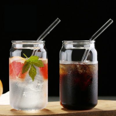 Garrafa de água de vidro livre de borosilicato BPA com tampa de bambu e palha de vidro