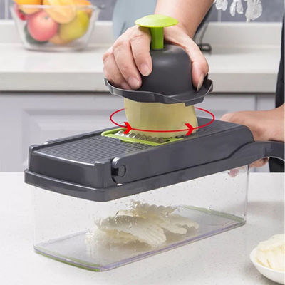 Cortador de vegetais de metal Cortador de cebola Cortador multifuncional de fatias Gratador com cesta de colander