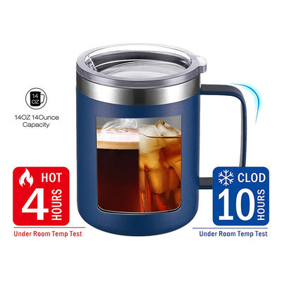 Taças de café de viagem isoladas a vácuo de aço inoxidável de parede dupla personalizadas com alça para acampamento