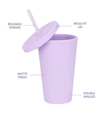 Custom AS PP Duplo Parede Colorido Acrílico Matte Preto Copo de plástico Tumbler com tampa e palha