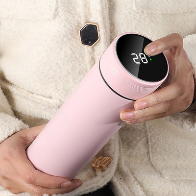 Garrafa de água LED digital inteligente personalizada garrafa de chá de infusão de vácuo garrafa termo isolada com tampa