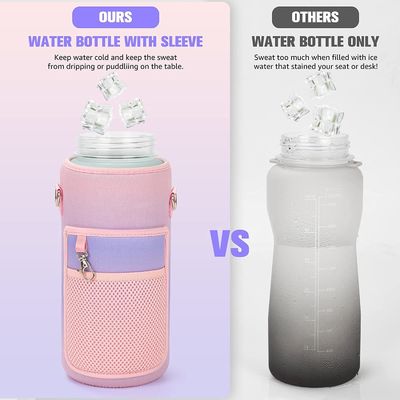 2L marcador de tempo motivacional garrafa de água com palha e adesivos cor gradual durável