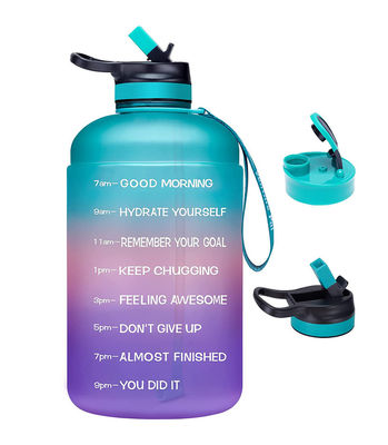 Garrafa de água motivacional para ginástica, marcador de tempo, plástico congelado, sem BPA