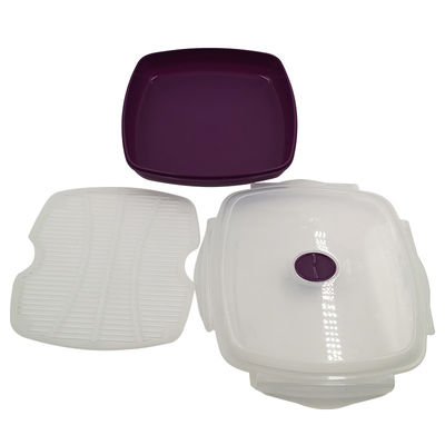 1 camada de plástico Quadrado Microondas de vapor para legumes e arroz