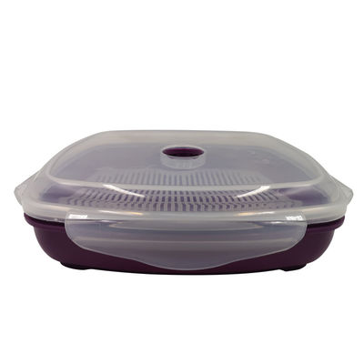 1 camada de plástico Quadrado Microondas de vapor para legumes e arroz