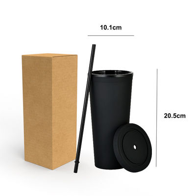 Copo de água de plástico reutilizável AS PP Tumbler com palha e tampa Custom Logotipo para taça de viagem de café gelado