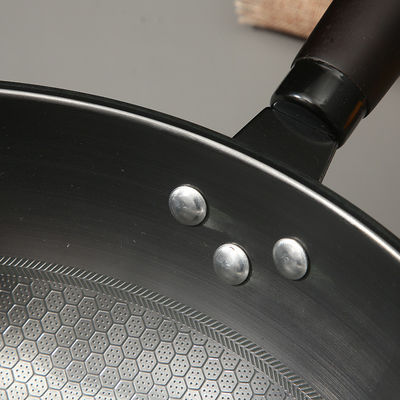 Estilo Minimalista Fava de Mel Sem Adesivo 34cm Ferro puro Wok de Fritura Sustentável e Durável