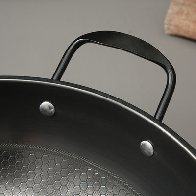 Estilo Minimalista Fava de Mel Sem Adesivo 34cm Ferro puro Wok de Fritura Sustentável e Durável