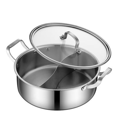 Cozinha de indução chinesa de aço inoxidável de 2 compartimentos 26 cm Potes com tampa