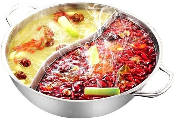 Cozinha de indução chinesa de aço inoxidável de 2 compartimentos 26 cm Potes com tampa