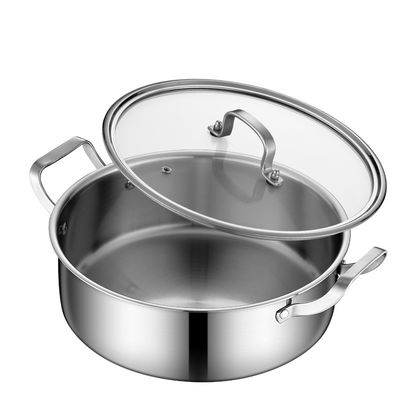 Cozinha de indução chinesa de aço inoxidável de 2 compartimentos 26 cm Potes com tampa