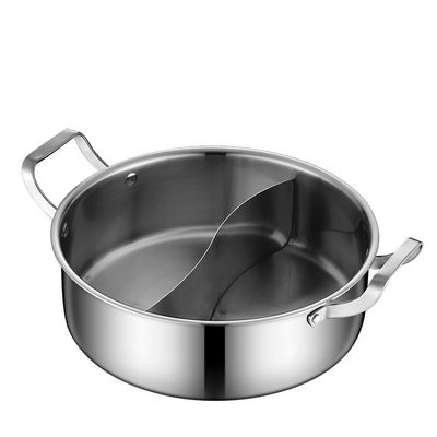 Cozinha de indução chinesa de aço inoxidável de 2 compartimentos 26 cm Potes com tampa