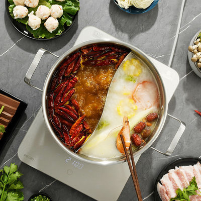 Cozinha de indução chinesa de aço inoxidável de 2 compartimentos 26 cm Potes com tampa