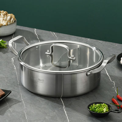 Cozinha de indução chinesa de aço inoxidável de 2 compartimentos 26 cm Potes com tampa