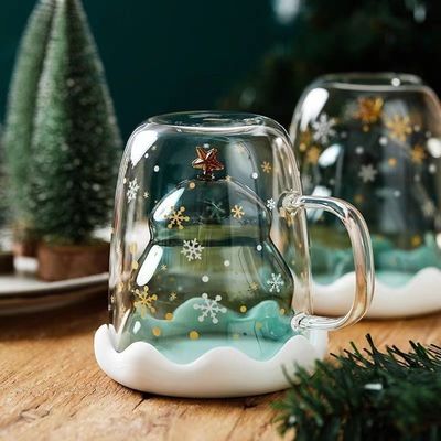 300ml de vidro de Natal Double Wall Beagles com design bonito e logotipo personalizado Gift Boxed