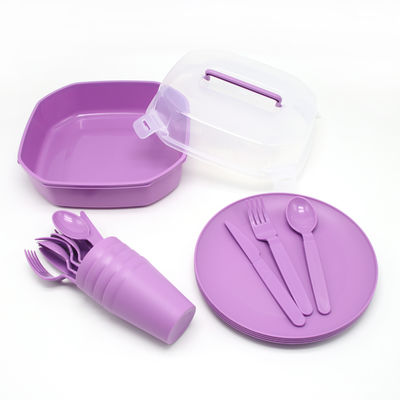 Conjunto de utensílios portáteis de mesa de exterior pigmentados para 4 pessoas Inclui prato de colher de garfo de faca