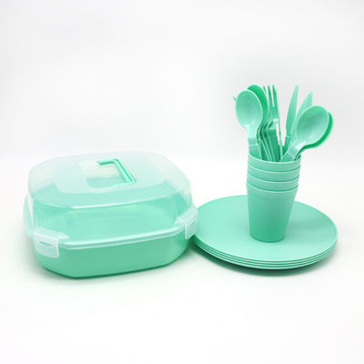 Conjunto de utensílios portáteis de mesa de exterior pigmentados para 4 pessoas Inclui prato de colher de garfo de faca