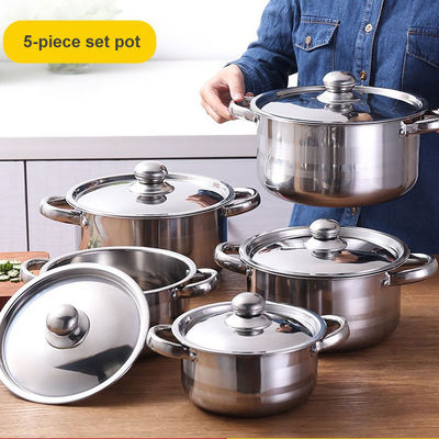 5 peças de aço inoxidável utensílios de cozinha pote conjunto utensílios de cozinha sustentável para a sua cozinha