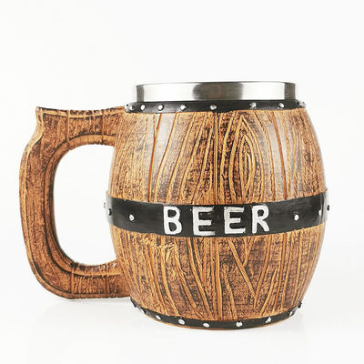 550 ml de cabo de madeira de aço inoxidável caneca de café de cerveja com 304 interior e ABS exterior
