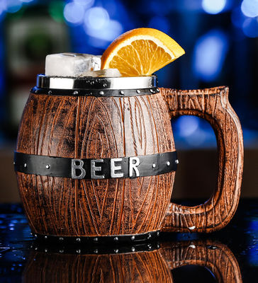 550 ml de cabo de madeira de aço inoxidável caneca de café de cerveja com 304 interior e ABS exterior