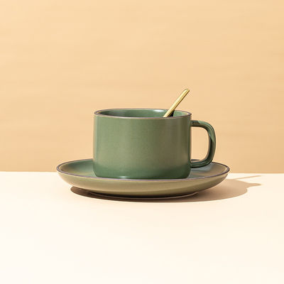 250 ml Capacidade Taça de café e prato de cerâmica nórdica mate com colher correspondente