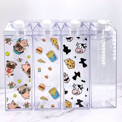 16oz 32oz Eco-friendly garrafa de água para crianças Leite claro Cartão de design personalizado Logotipo em estoque