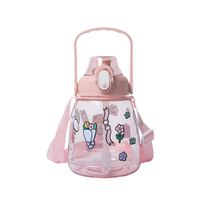 Conveniente garrafa de água de desporto de boca larga de 38oz Design personalizado Plástico transparente com palha