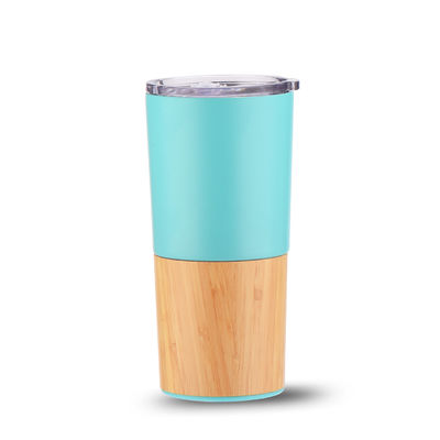 Sustentável 20oz Meia concha de bambu Vacuo isolado Tumbler Viagem Capacidade caneca de café