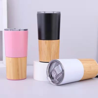 Sustentável 20oz Meia concha de bambu Vacuo isolado Tumbler Viagem Capacidade caneca de café
