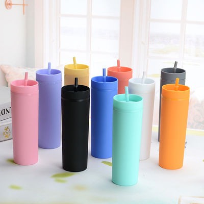 Minimalista Eco Amigável Custom Bpa Livre 16oz PP garrafa de água de plástico com canudos