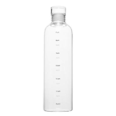 Estilo de design minimalista 500 ml de garrafa de água de borosilicato de vidro livre de BPA com marcador de tempo