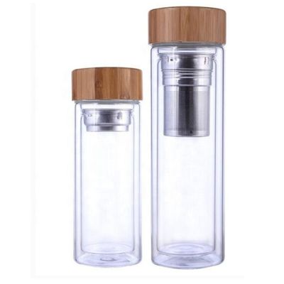 Garrafa de água de vidro de 350 ml de alto borosilicato com infusor de chá e água