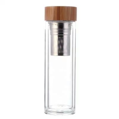 Garrafa de água de vidro de 350 ml de alto borosilicato com infusor de chá e água