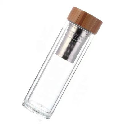 Garrafa de água de vidro de 350 ml de alto borosilicato com infusor de chá e água