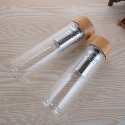 Garrafa de água de vidro de 350 ml de alto borosilicato com infusor de chá e água