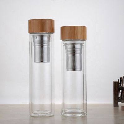 Garrafa de água de vidro de 350 ml de alto borosilicato com infusor de chá e água