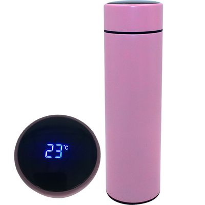 Botelha de água isolada a vácuo de parede dupla de aço inoxidável com display de temperatura LED