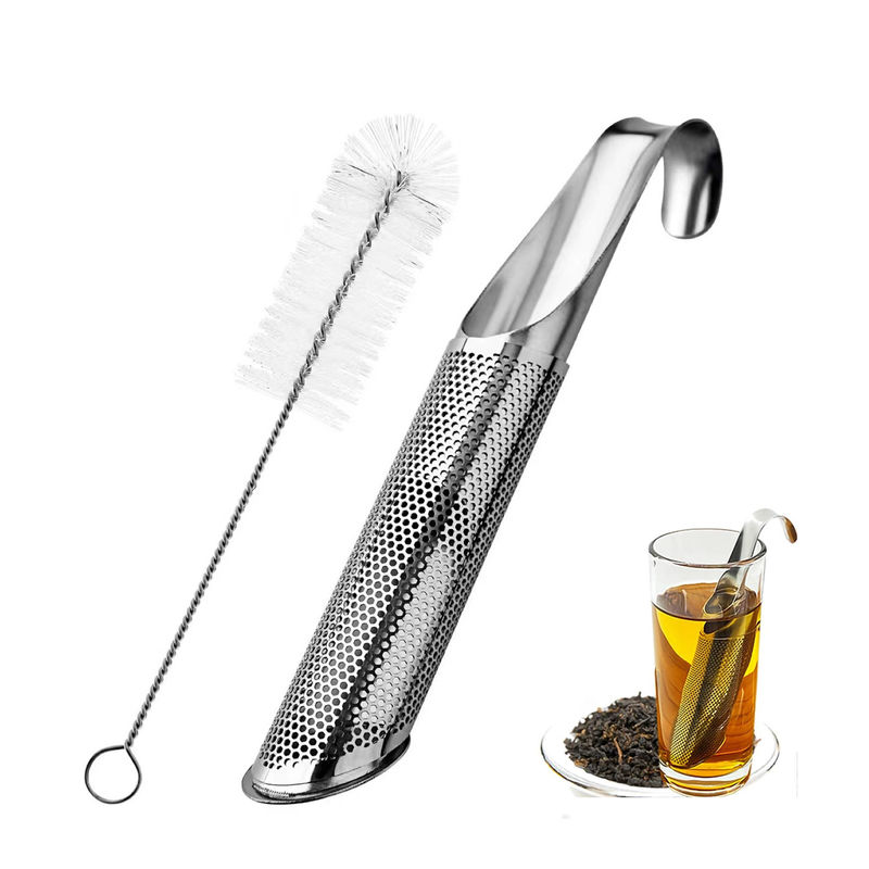 Infisor de chá de tubos de malha de aço inoxidável de punho longo para utensílios de cozinha