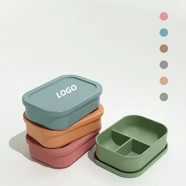 418g Leakproof Kids School Silicone Lunch Box com tampa Eco-friendly e fácil de limpar