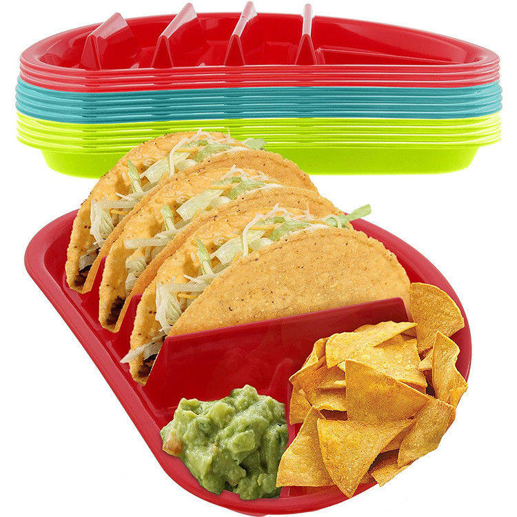 Máquina de lavar louça sustentável, segura, sem BPA, microondas, tacos, pratos de plástico para voltar à escola