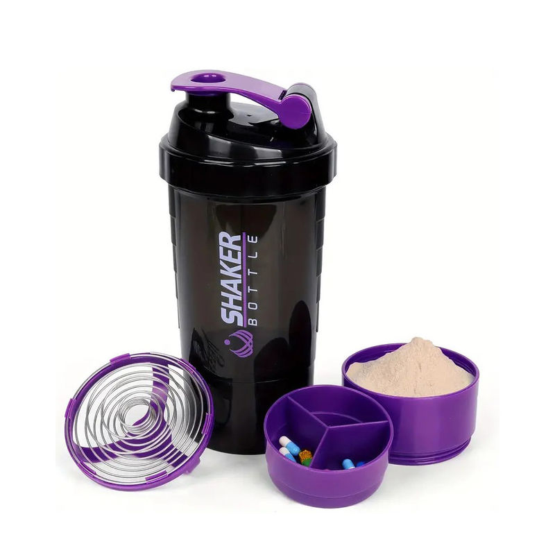 Proof de vazamento 16oz Fitness GYM Esportes Protein Mixes Shaker Botelha com dois compartimentos extras