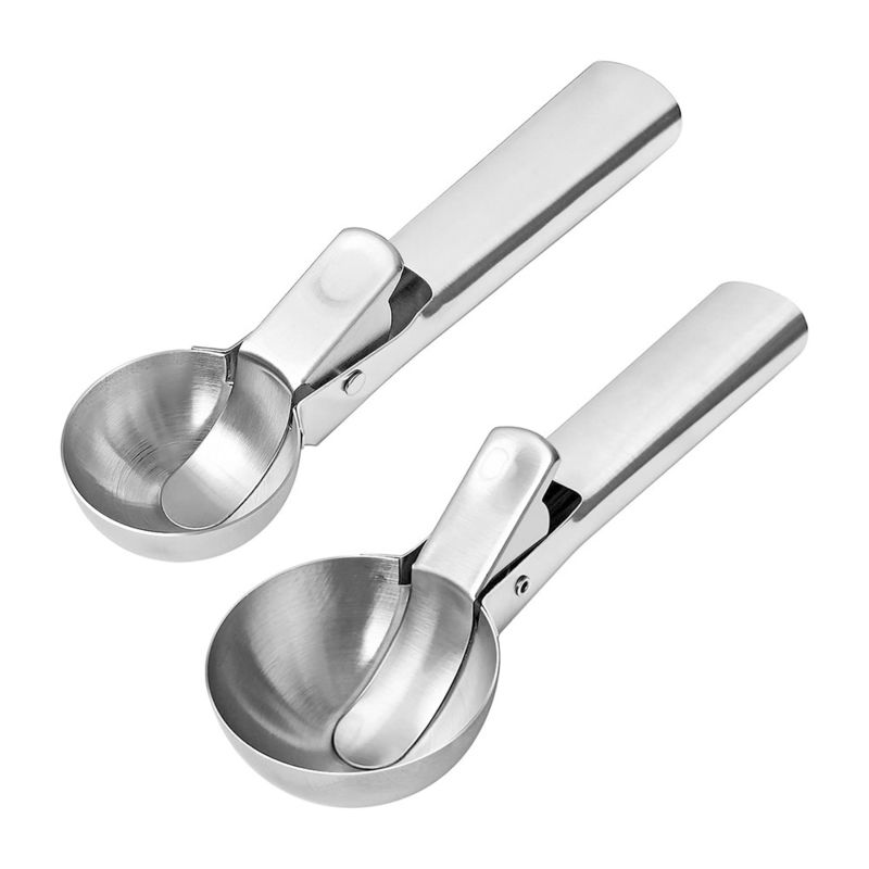 Ferramentas de cozinha Scoop de sorvete de aço inoxidável com logotipo personalizado de gatilho fácil e 4,8 * 18cm