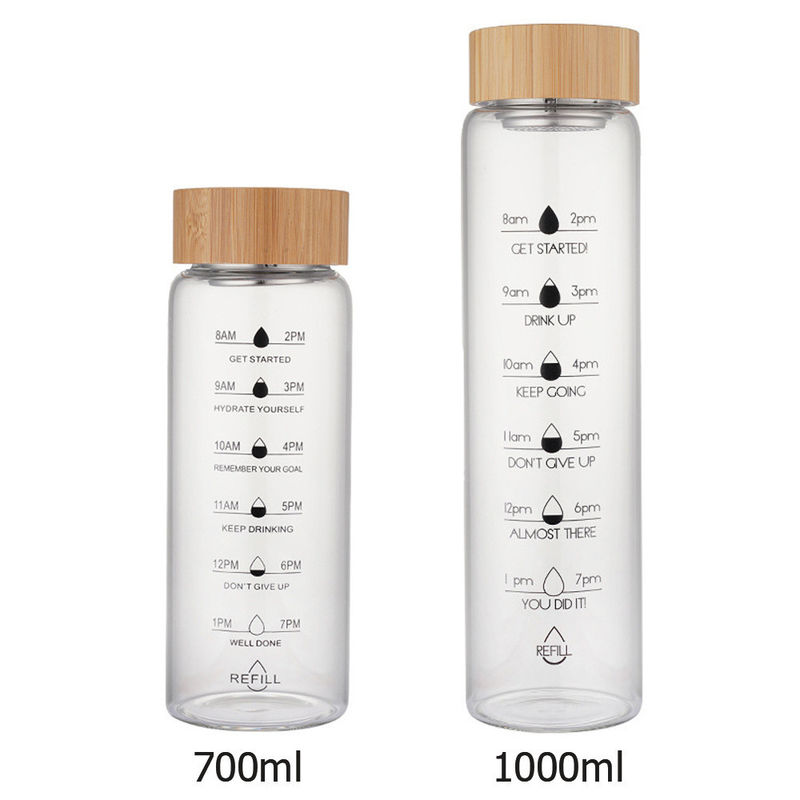 TOUR Copo de vidro para atividades ao ar livre com capacidade de 700 ml / 1000 ml e escala de tempo