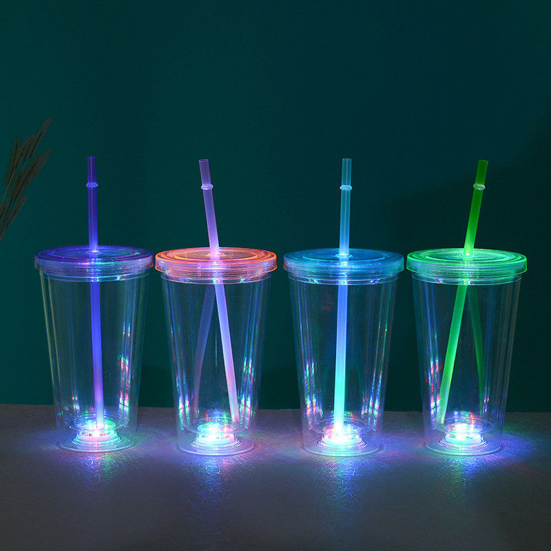16 oz Led Drinking Drinking Party Água Flashing Lights Light Up Cup Plástico Led Double Wall Tumbler