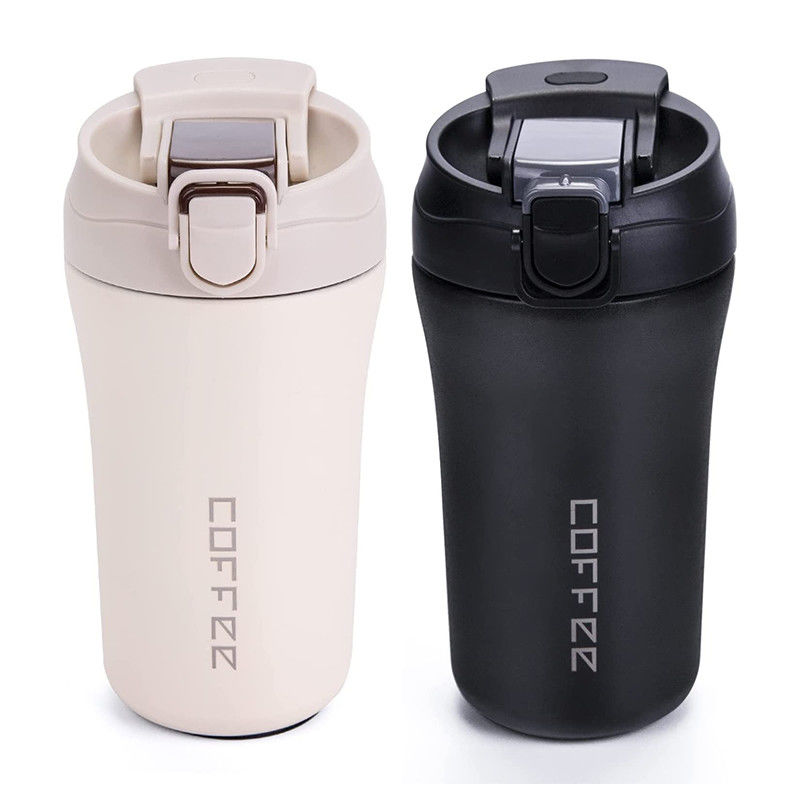 Copo de café de viagem isolado a vácuo de aço inoxidável 14 oz/400 ml com tampa e palha
